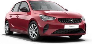 Opel corsa e rot Vorderseite linke Seite