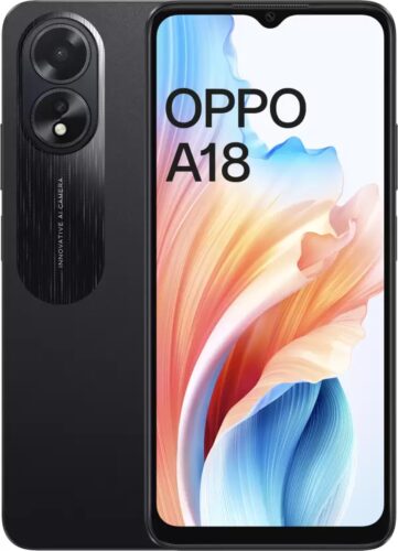 Oppo A18 zwart overzicht