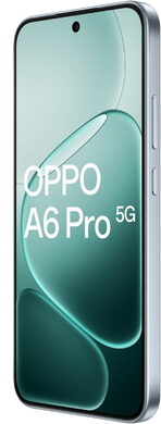 Oppo A6 Pro 5G grijs titanium voorkant rechterzijkant