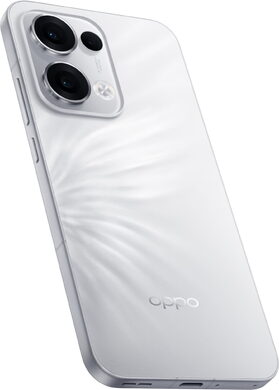 Oppo reno 13 5g wit achterkant rechterzijkant onderkant schuin