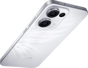 Oppo reno 13 5g wit achterkant rechterzijkant bovenkant schuin