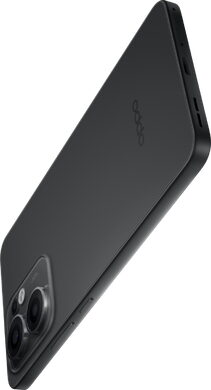 Oppo reno 13 f 5g grijs achterkant rechterzijkant onderkant schuin