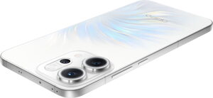 Oppo reno 14 5g wit achterkant bovenkant rechterzijkant schuin 2