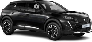 Peugeot e 2008 schwarz Vorderseite linke Seite