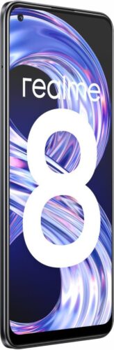 realme 8 schwarz Vorderseite linke Seite