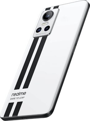realme GT neo 3 150W white back left side bottom tilted ed