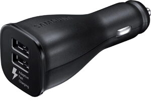Samsung adaptive fast charging dual port vehicle charger zwart voorkant rechterzijkant