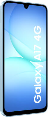 Samsung Galaxy A17 4G blauw voorkant linkerzijkant