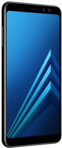 Samsung Galaxy a8 2018 duos zwart voorkant linkerzijkant