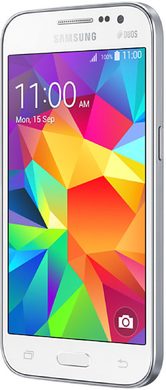 Samsung Galaxy Core Prime VE Duos bianco lato destro copertina frontale aslant
