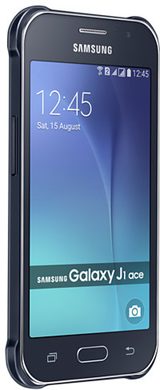 Samsung Galaxy J1 Ace Duos negro tapa delantera lado izquierdo