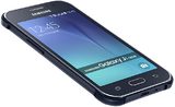 Samsung Galaxy J1 Ace Duos negro tapa delantera lado izquierdo abajo aslant