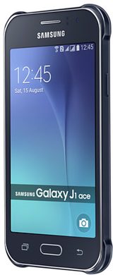 Samsung Galaxy J1 Ace Duos negro tapa delantera lado derecho