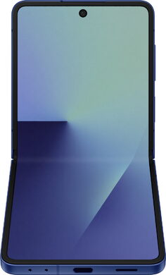Samsung Galaxy Z Flip 7 blue in side bottom half opened