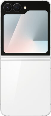Samsung Galaxy Z Flip 7 FE wit buitenkant geopend