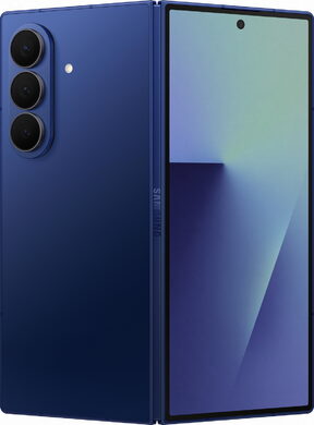 Samsung Galaxy Z Fold 7 blauw buitenkant half geopend