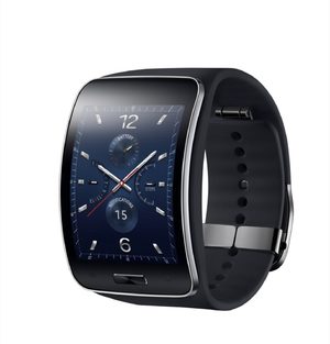 Samsung Gear s blue black tilted ed right side