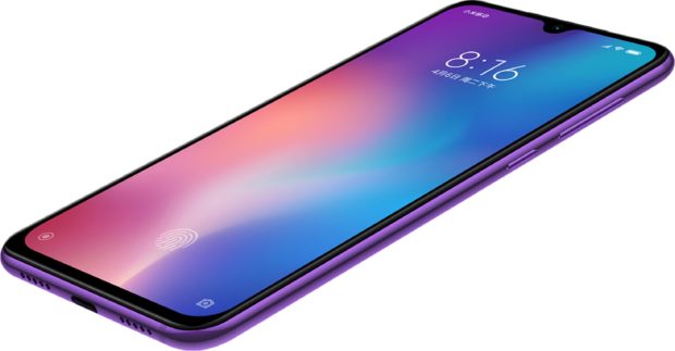 Xiao Mi Mi 9 SE violet couverture à droite en bas aslant