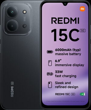 Xiaomi Redmi 15C 5G zwart overzicht