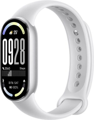 Xiaomi Smart Band 10 zilver voorkant rechterzijkant